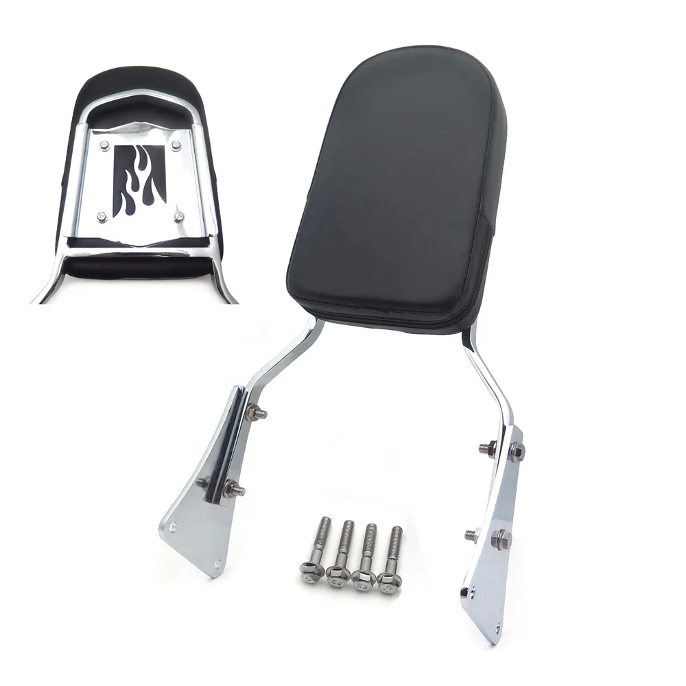 Motorcycle Flame Backrest Sissy Bar With Leather Pad For 1986-2013 Kawasaki Vulcan 1500 Classic