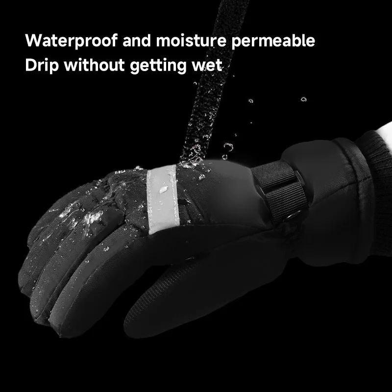 Ski gloves are warm and cold resistant, thickened with fleece for men in winter, windproof and non slip for outdoor cycling