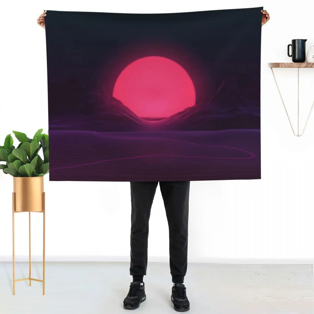 

Neon Sunset Throw Blanket Multi Purpose Soft Warm Blanket for Home Travel