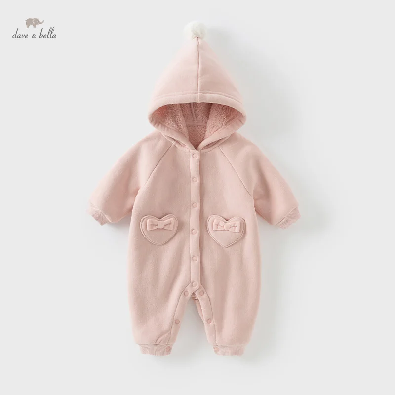 Dave Bella Baby Jumpsuit Newborn Creeper 2024 New Autumn  winter Girl's Romper Casual Cotton Floral Comfortable Cute DB4243043