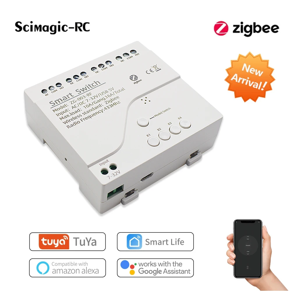 4 Kanal ZigBee Smart Wifi Relais Schalter Modul AC/DC 7-32V 12V 24V 220V USB 5V RF/App Fernbedienung Smart Home Arbeit mit Alexa