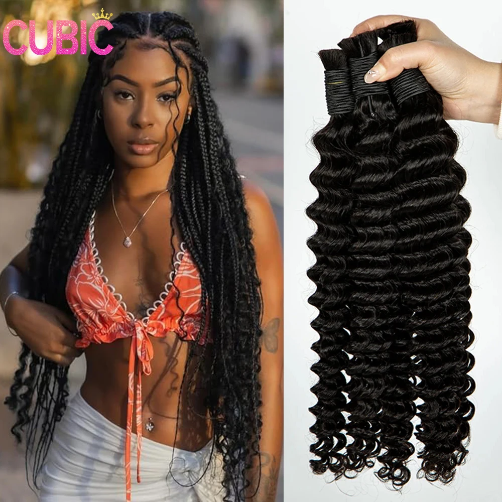 

Human Braiding Hair 100g/2bundles Deep Wave Human Hair Bulk for Braiding No Weft Curly Human Hair Extensions for Boho Braids