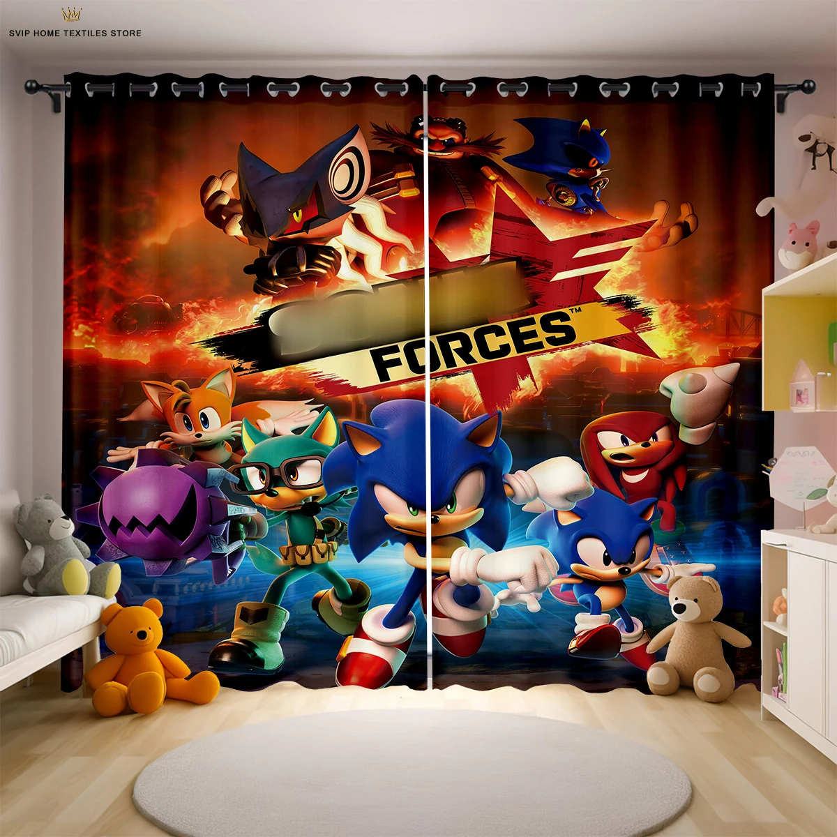 

Animated Cartoon Digital Printing Curtains, Polyester Fiber, Children's Room, Bedroom, Living Room, Decorative, 2 Pcs