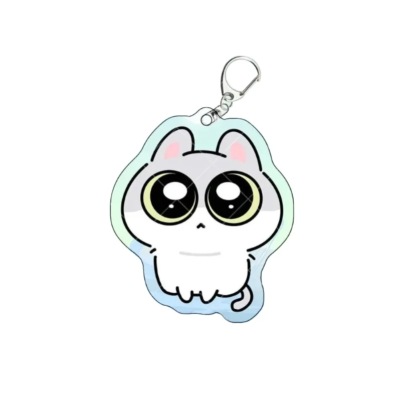 Cartoon Cute Kitten Keychain Kawaii Expression Bag Surrounding Acrylic Pendant for Women Men Car Bag Jewelry Cosplay Accessory