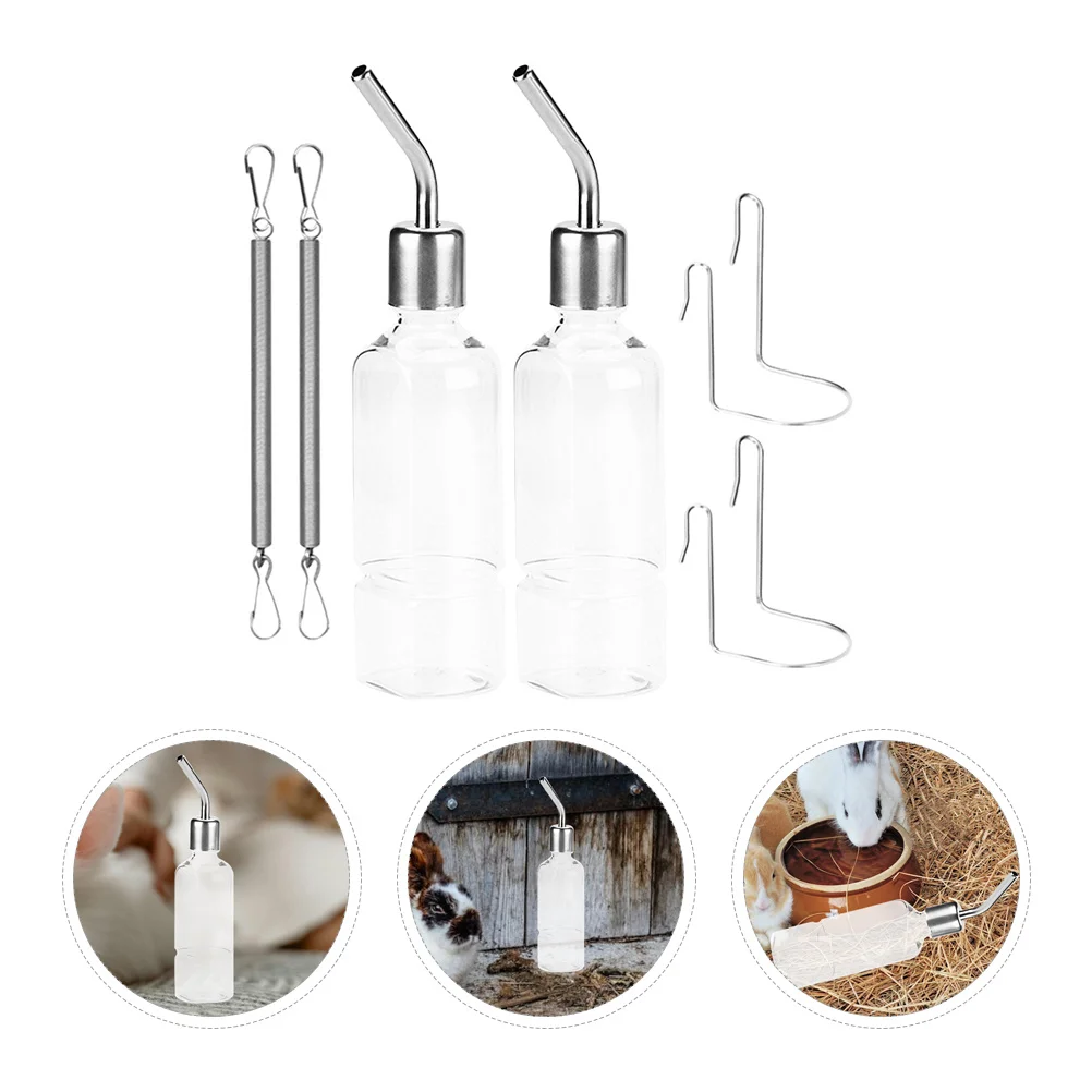 

2pcs Rabbit Drinking Bottle Hanging Stainless Steel No Leak For Hamster Guinea Pig Squirrel Pet Feeder Water Dispenser