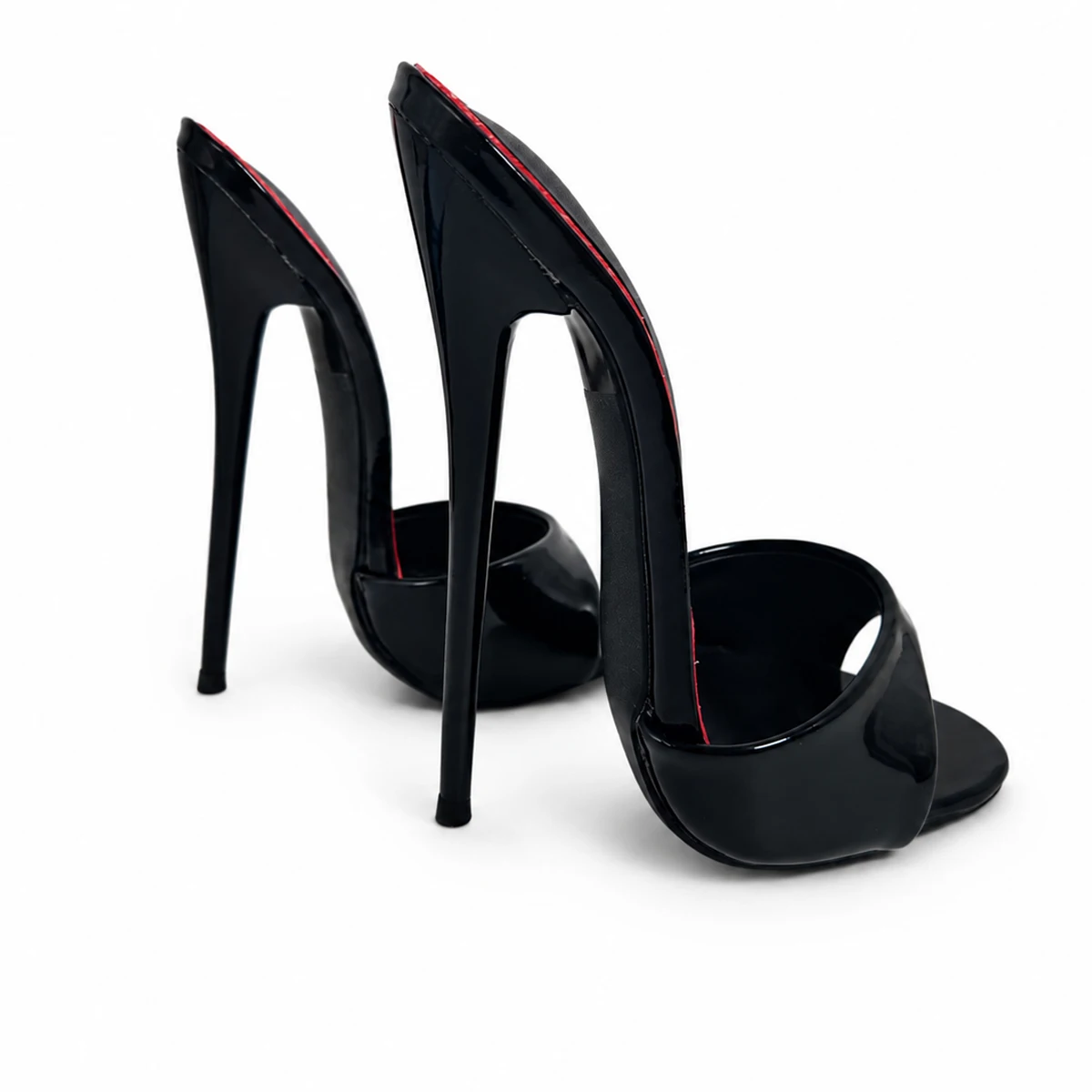 Women Open Toe Slide Sandals Elegant Contrast Color Insole Slip On Stiletto High Heel Mules for Club Evening Party