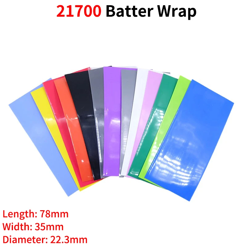 20/500pcs 21700 Battery Film Tape PVC Heat Shrink Tube Precut Shrinkable Sleeve Tubing Protect Pipe Cover for Batteries Wrap