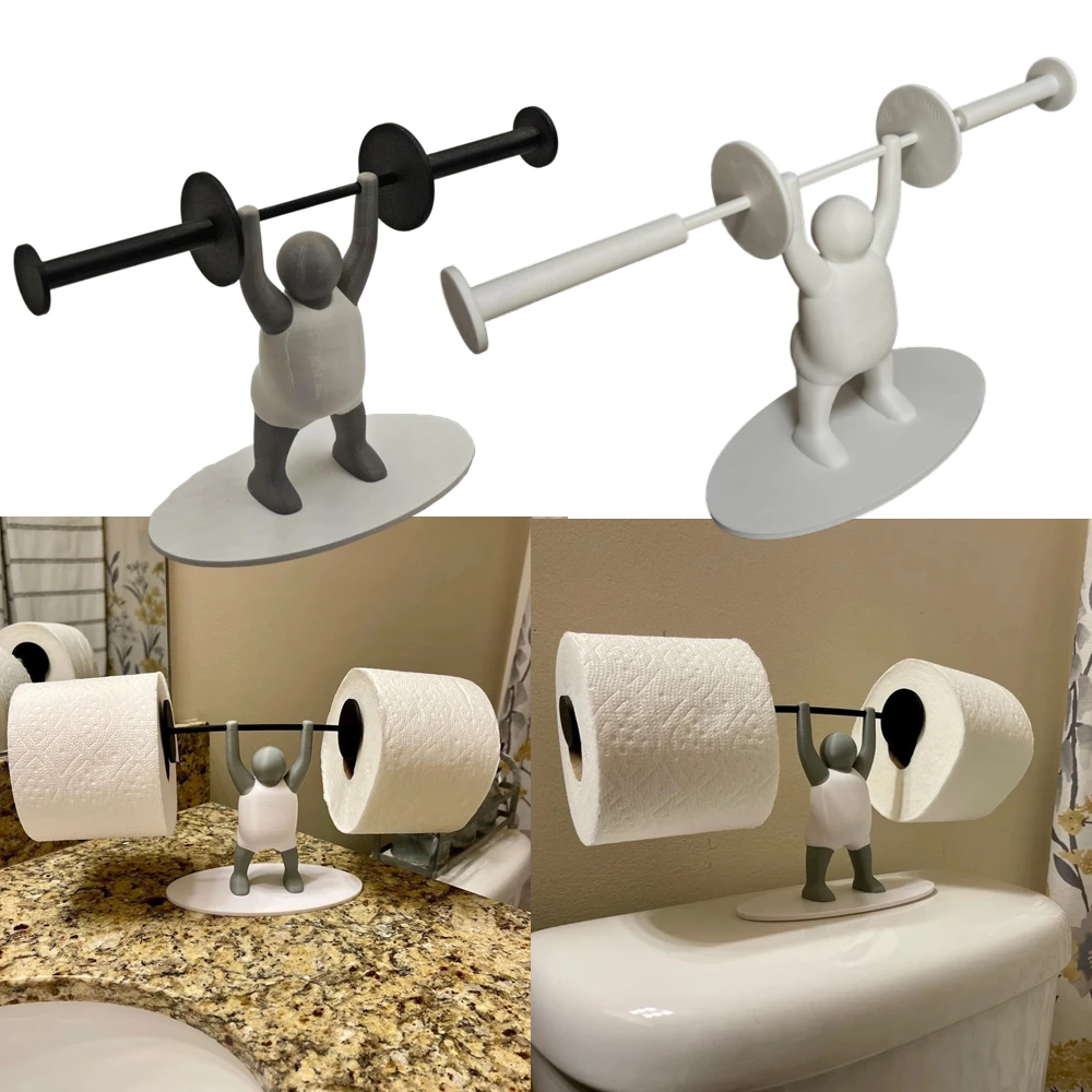 2025 New Fitness Weightlifting Small Person Toilet Roll Paper Rack Interesting Bathroom Decoration 3D Printed Side Stand Gifts