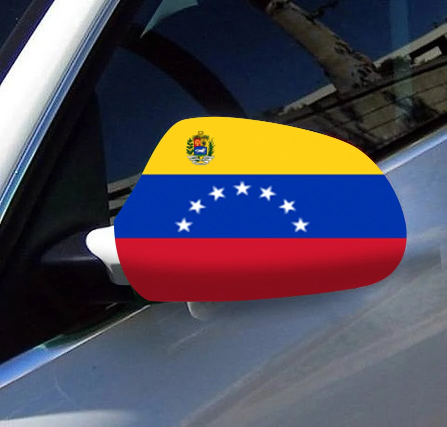 Directly Delivery 2 Pcs Free Size Four-way stretch fabric Venezuela Flags Car Mirror Cover