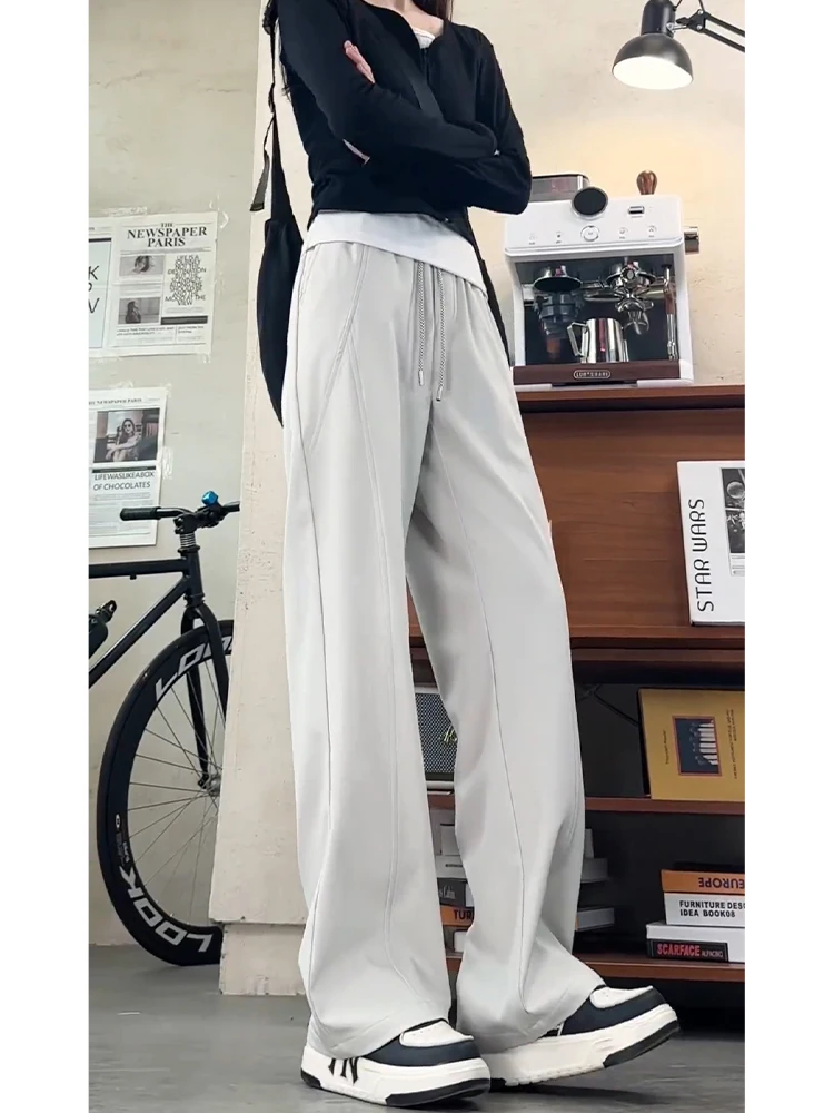 

Light ey Casual Men's Pants Slant Cut Straight Leg Spring High-End Feel CleanFit Leg Lengthening Loose Fit Casual Trousers