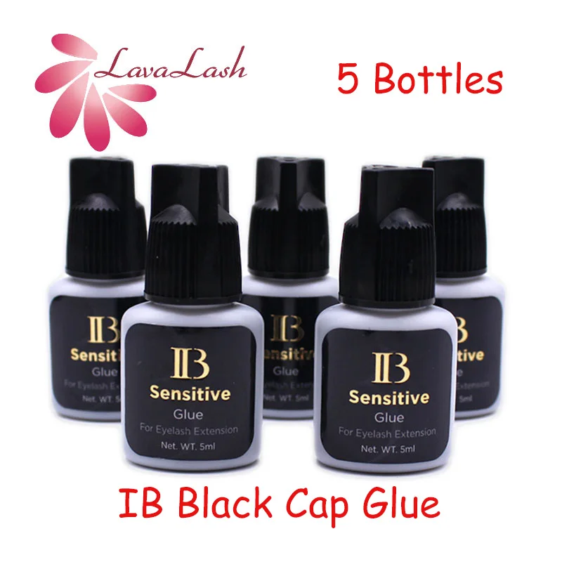 

5 Bottles Ibeauty Professional Individual Eyelash Extension Glue IB Sensitive Glue Black Cap Lash Glue Wholesale Makeup Tools