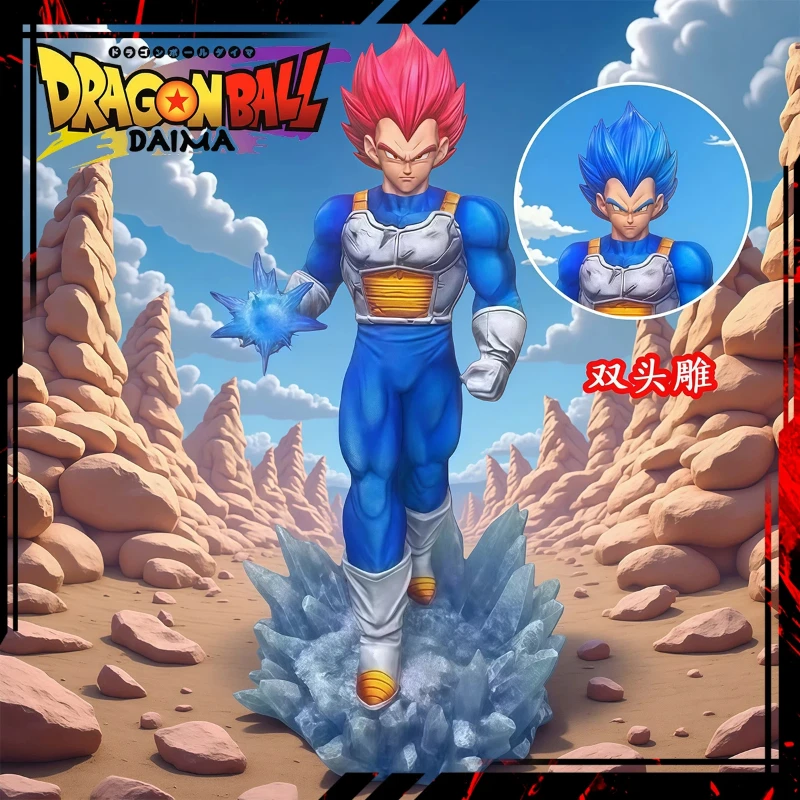 

New Double-headed carving JJ Studio Dragon Ball Anime Figures Vegeta Son Goku Super Saiyan God blue Figure PVC Collection Toy