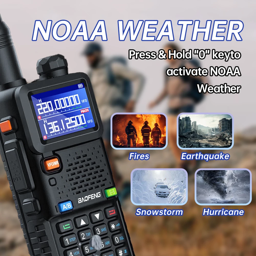 2 قطعة Baofeng UV-5RM ستة الموجات PTT اسلكية تخاطب AM Air Band 10W 999CH FM Type-C ترقية UV-5RH اسلكية تخاطب طويلة المدى (UHF/VHF)