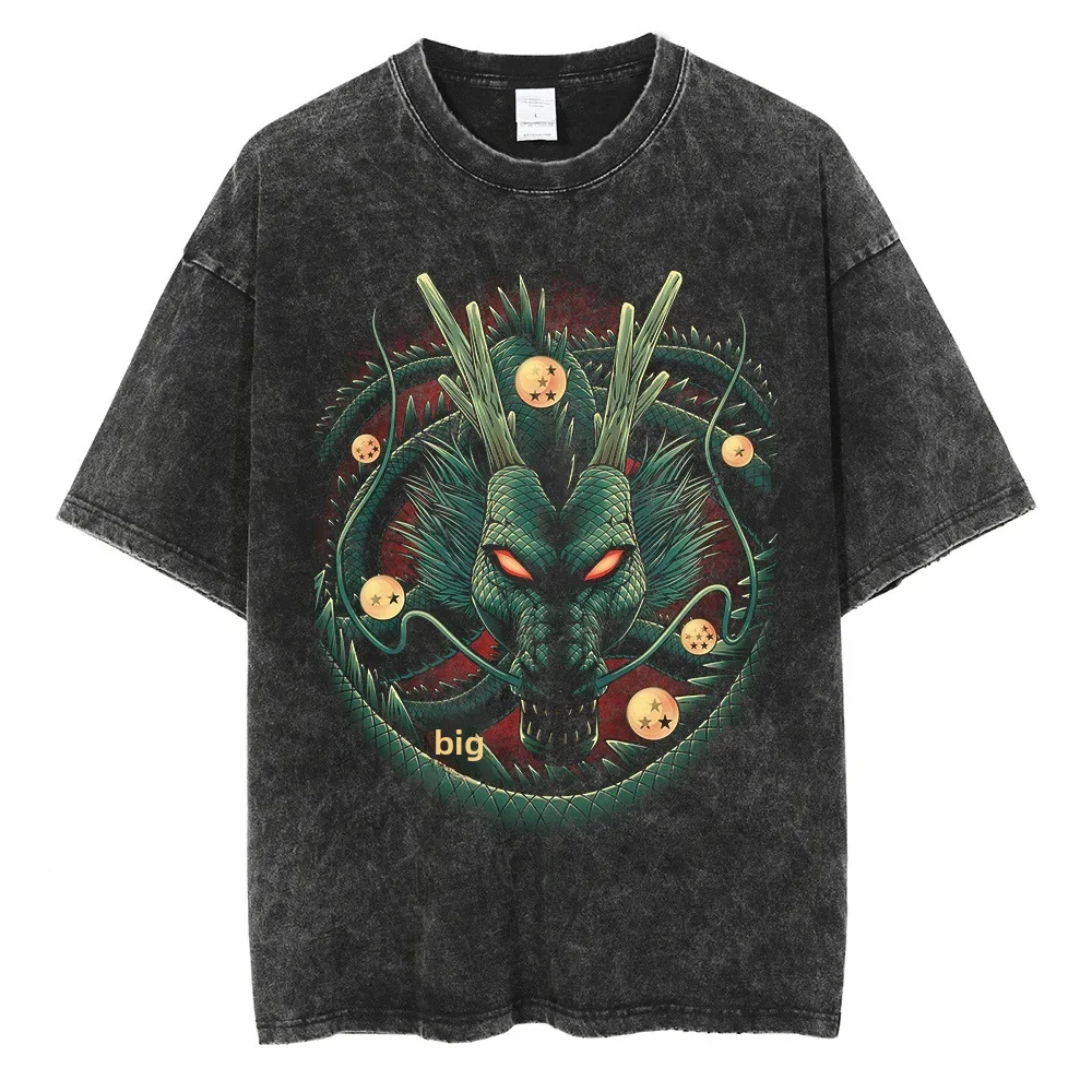 

Dragon Ball Goku Vintage Hip Hop Anime Print Men Graphic T Shirt Casual Cotton Summer Super Saiyan Short Sleeves Street Trendy