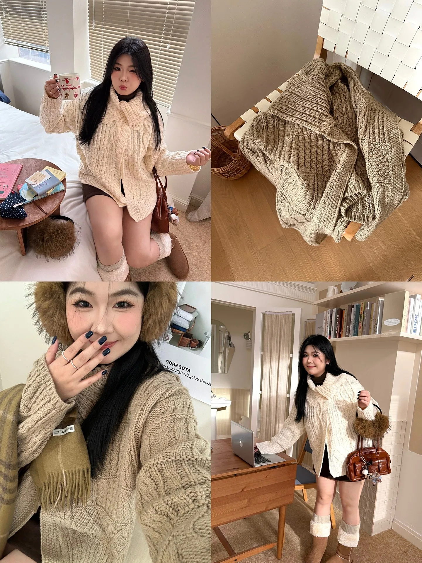 

NINI ONE Корейский повседневный вязаный свитер свободного кроя из мягкой ткани с длинными рукавами, кардиган средней длины для женщин больших размеров