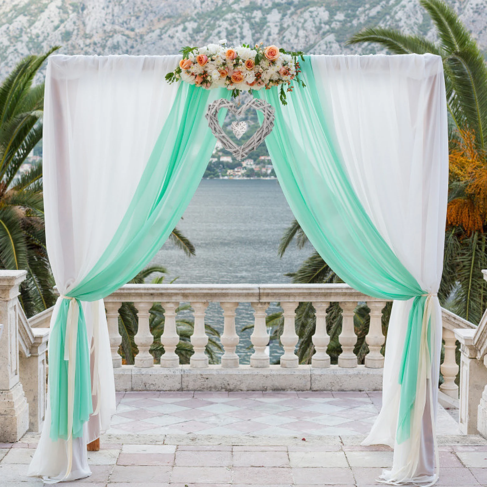 

Heart Shaped Photo Wall Decor Wicker Lace Hanging Frame for Wedding Party Photos White Color Wooden Rattan Picture Frame Wall
