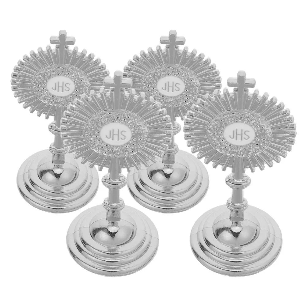 

4Pcs Metal Table Cross with Base Catholic Home Decor Intricate Detailing Versatile Use Sacred Touch Any Setting