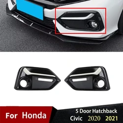 For Honda Civic 2020 2021 Hatchback Front Fog Light Trim Frame Left Right Side Front Bumper Fog Lamp Frame Cover Plate Grille