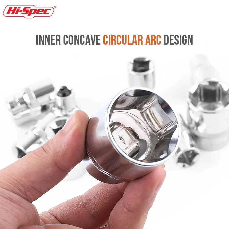 Hi-Spec 8-36mm 1/2 "Drive Set di bussole a impatto profondo CR-V Chiave a cricchetto in acciaio Prese esagonali Rimozione dado Utensili manuali Set di bussole