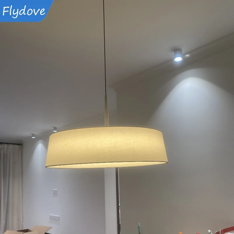 Nordic Modern Minimalist LED Fabric Circular Pendant Light Dining Table Dining Room Living Room Bedroom Decor Lighting Fixtures
