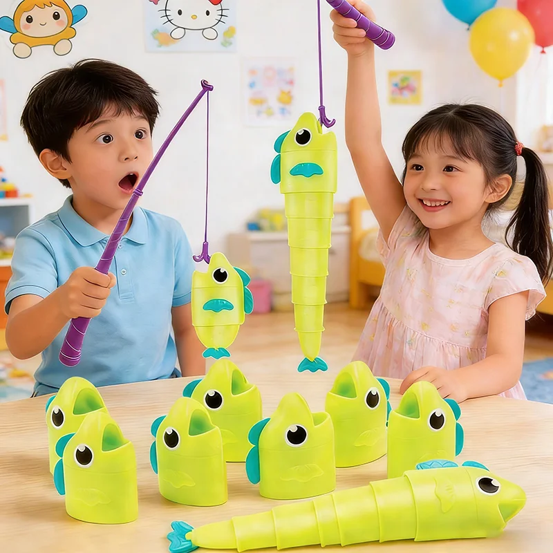 Fishing Battle Board Game Kid Fish Body Stretchable Long Short Competition Fun Family Party Interaction Social Table CreativeToy