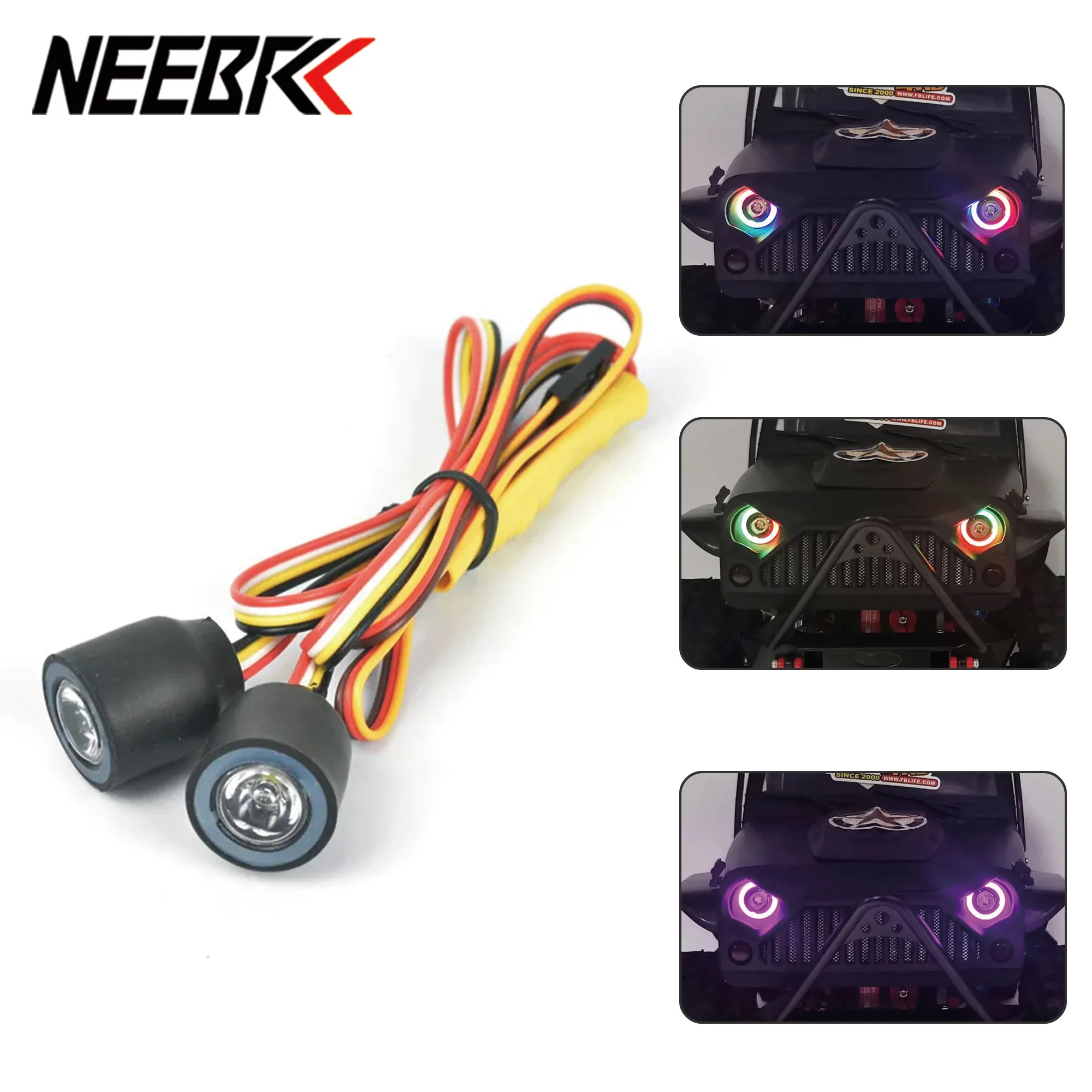 NEEBRC RC Car LED Lights Lamp Headlight 12 modes for 1/10 Crawler Model Axial SCX10 TRX4 D90 Jeep Wrangler 90046 90047 Toys