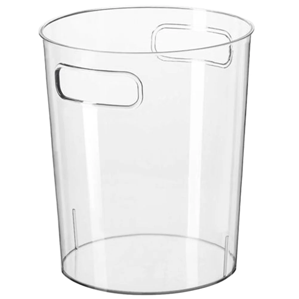 

Storage Bins Garbage Can Decorative Waste Basket Transparent Rubbish for Home Household Cover Trash Creative Bucket Office