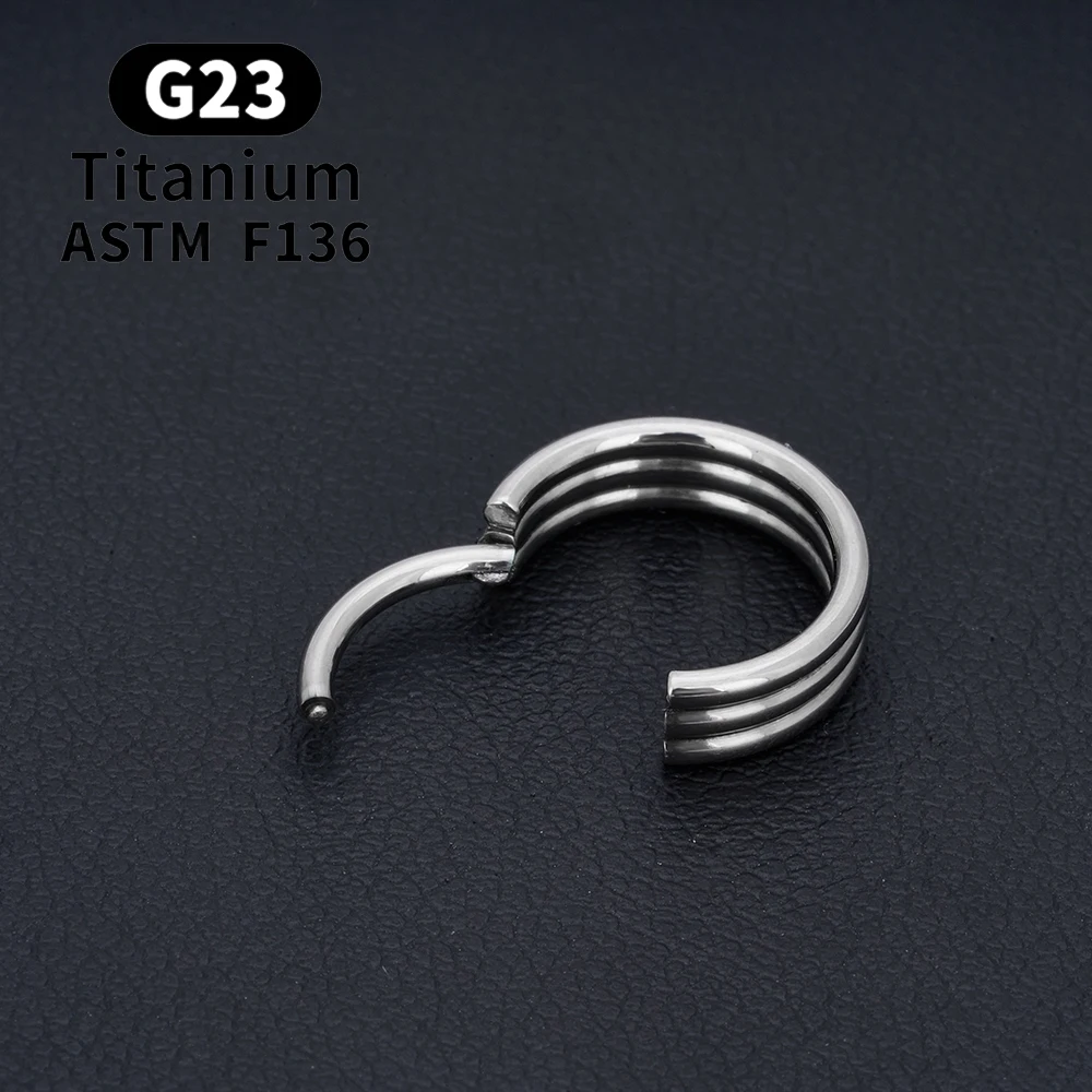 ASTM F136 Titanium 16G Hinged Nose Ring CZ Septum Clicker Cartilage Hoop Earrings Tragus Rook Daith Conch Helix Piercing Jewelry