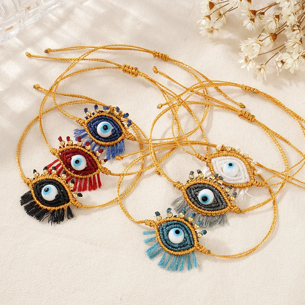 

Браслет из рисовых бусин, ресницы, глаз, креативный узор, ручное плетение, богемный регулируемый женский модный простой браслет из бисера