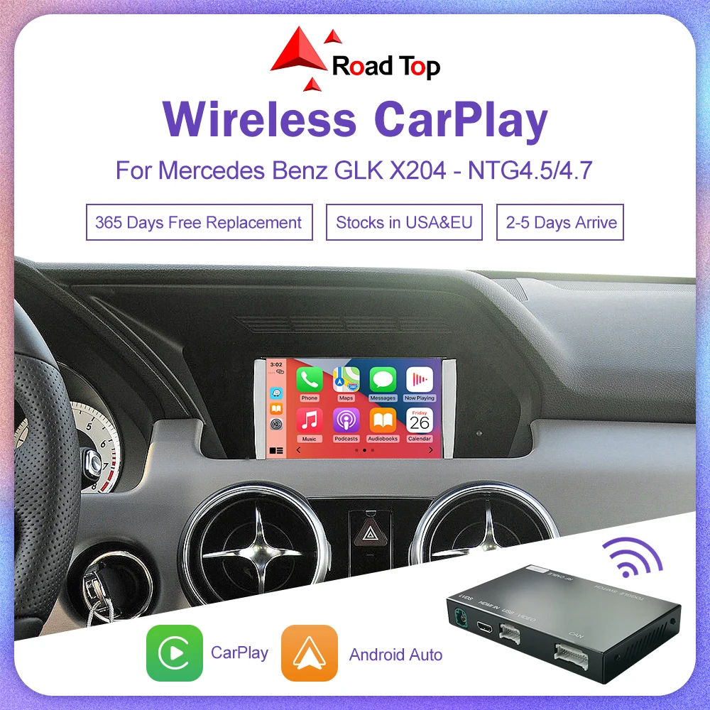 Road Top Wireless CarPlay for Mercedes Benz GLK 2013-2015 with Android Auto Mirror Link AirPlay Reverse Camera System Update