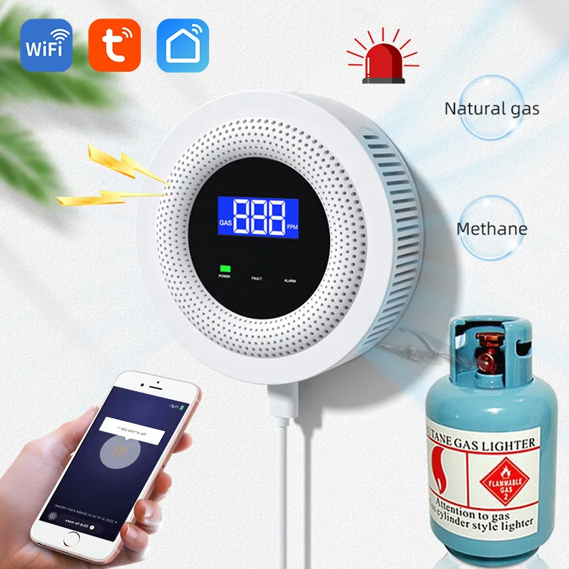 tuya detector de vazamento de gas natural funcao wi fi smart life app alarme sensor de gas combustivel sirene 01