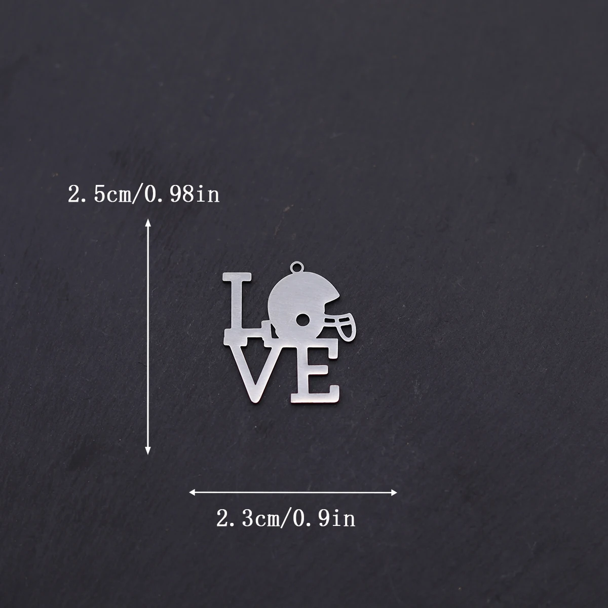 3pcs LOVE Letter Charms For Jewelry Making Stainless Steel Football Helmet Sports Pendant Diy Necklace Accessories