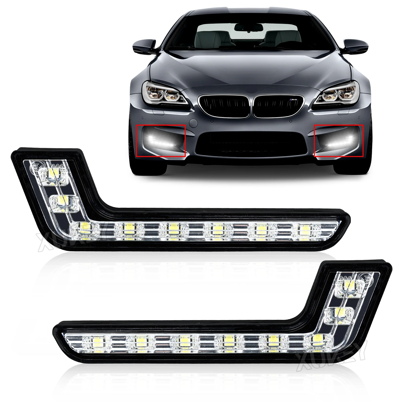 2Pcs Universal 8LED Daytime Running Light 12V L-Style DRL White Light Waterproof Driving Bumper Fog Light Auto Car Accessories