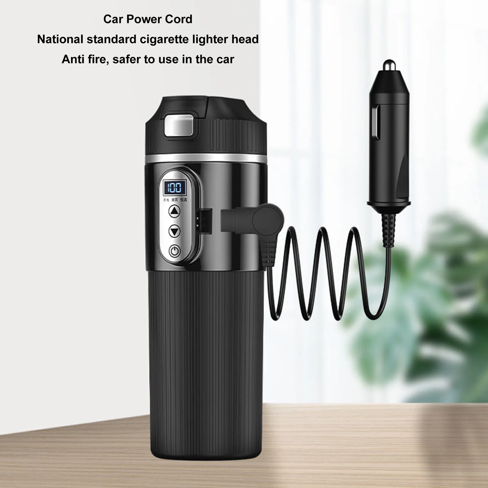 

12V-24V Portable Car Heating Cup 500ml Stainless SteelIntelligent Temperature Display Water Warmer Bottle Thermos Cup Car Kettle