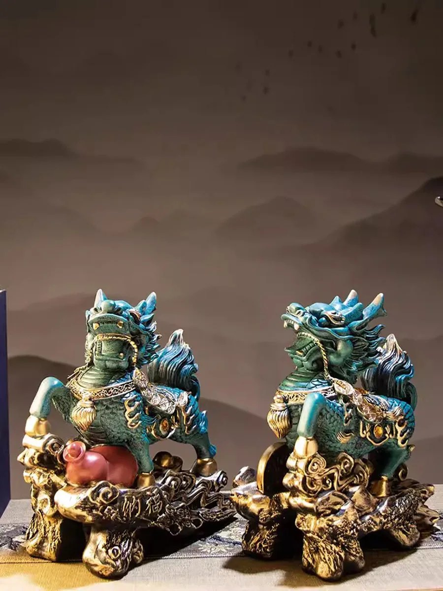 Chinese Kirin Lucky Statue, Domineering Animal, Home Living Room Decoration, Resin Modern Art Sculpture, Accessories Gift