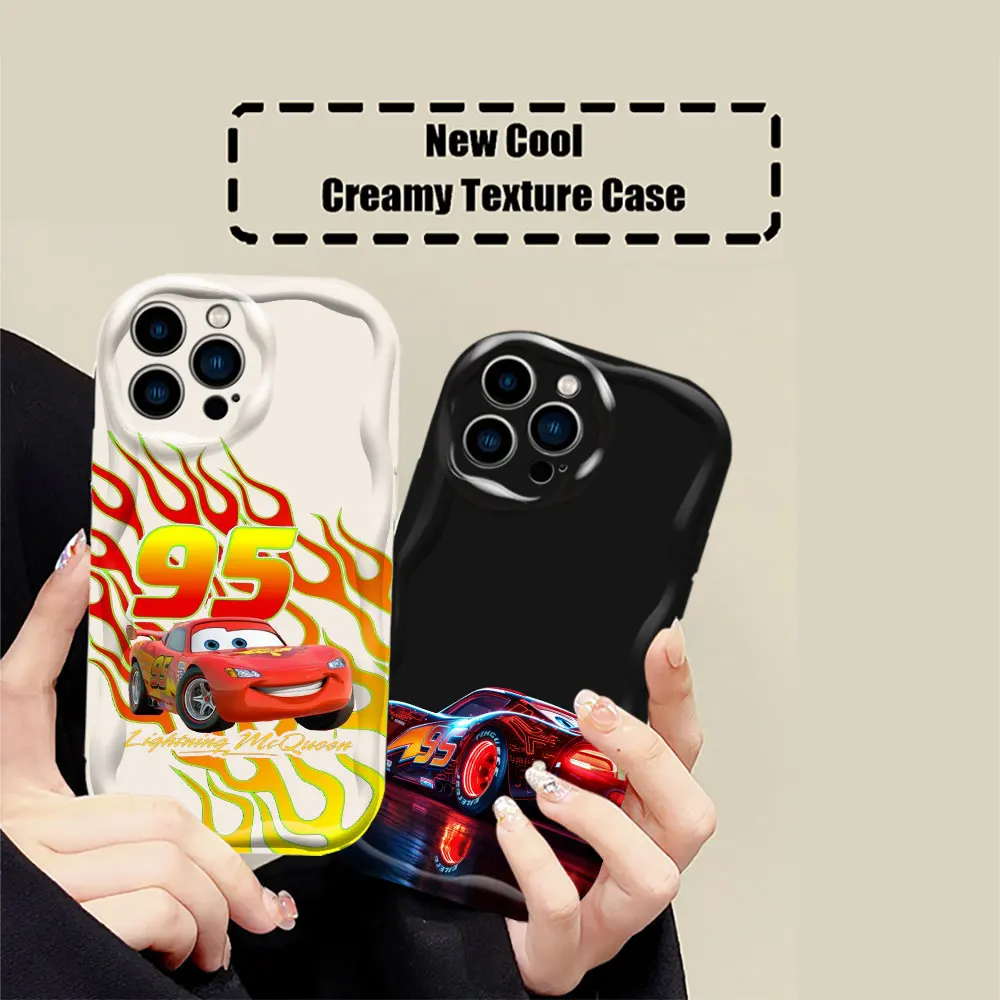 Disney Cars Lightning McQueen Phone Case For iPhone 15 14 13 12 11 Pro Max Mini 7 8 Plus X XS XR SE Cool 3D Wave Silicone Cover