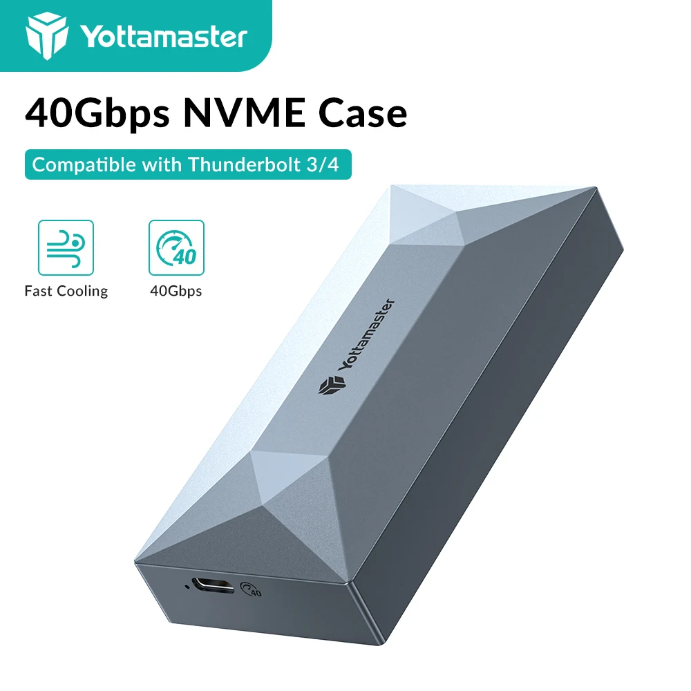 Yottamaster 40Gbps NVMe SSD Enclosure USB4 NVMe PCIE External Hard Drive Case Storage Box Compatible with Thunderbolt 3/4 Type C