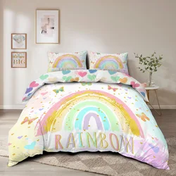 3PC Butterfly Rainbow Quilt Cover Dreamy And Comfortable Bedding Digital Printing Twin/Full/Double/Queen/King Size No Filling