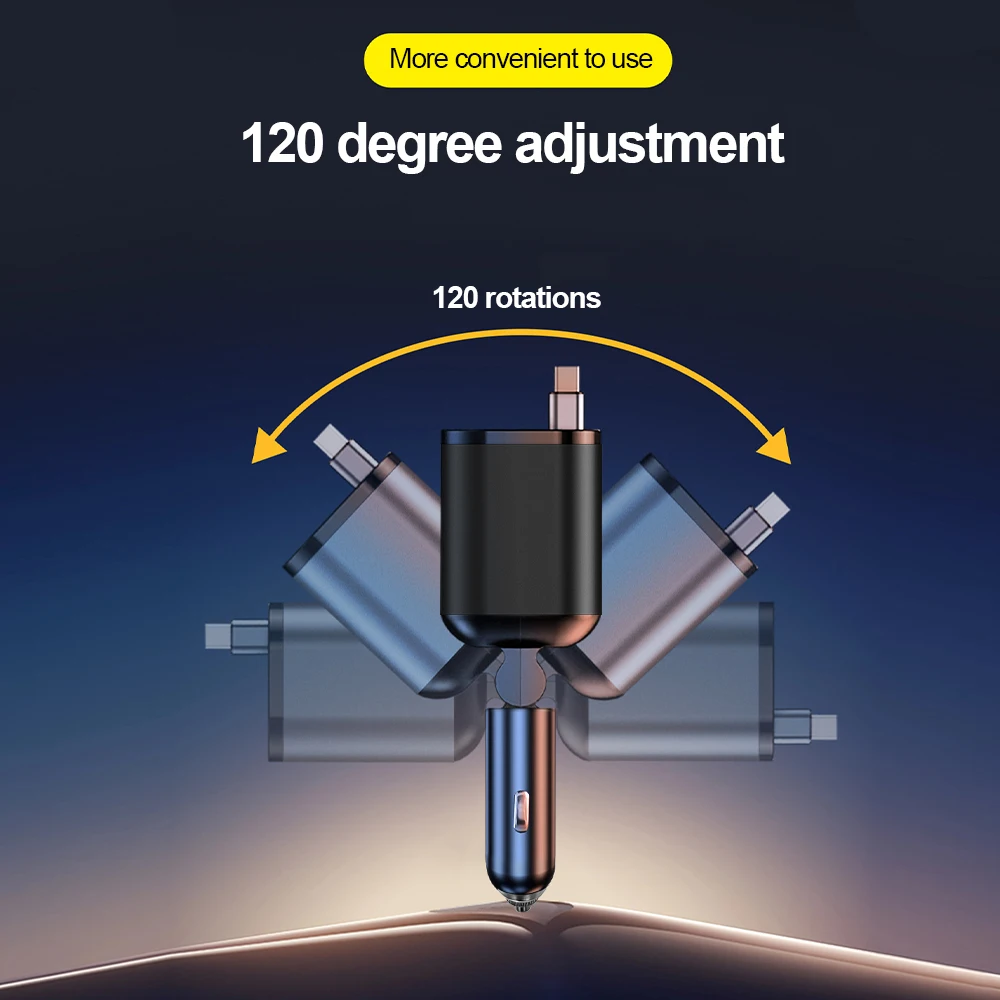 100W 6-in-1 Auto-Ladegerät Splitter PD30W QC3.0 Zigarettenanzünder-Adapter Auto-Zigarettenanzünder-Buchsen-Splitter mit Voltanzeige – Detail 7