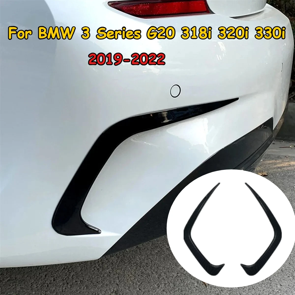 

Car Rear Bumper Side Splitter Wing Spoiler For BMW 3 Series G20 318i 320i 330i 2019-2022 Air Vent Outlet Cover Trim Accessories