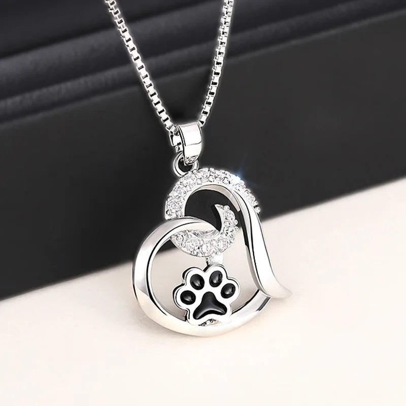 2024 new cat paw dropper heart-shaped pendant, cute and creative European  American dog  fashionable women's necklace