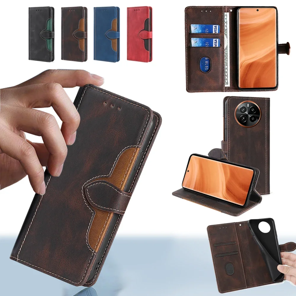 

GEFENIS Contrasting Color Wallet Card Cover For Realme GT5 GT2 Pro GT Neo 5 SE 3 3T 2 2T GT Master GT3 Magnet Buckle Leather Fli