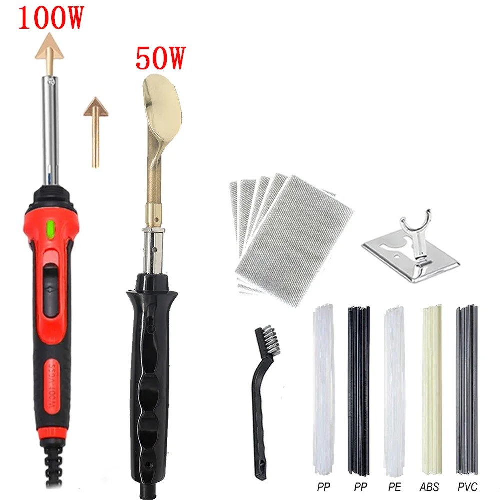 220V Portable Soldering Iron 100W/50W Plastic Soldering Machine Repair Tool Welding Rods Soldering Mesh For Car Bumper Repair