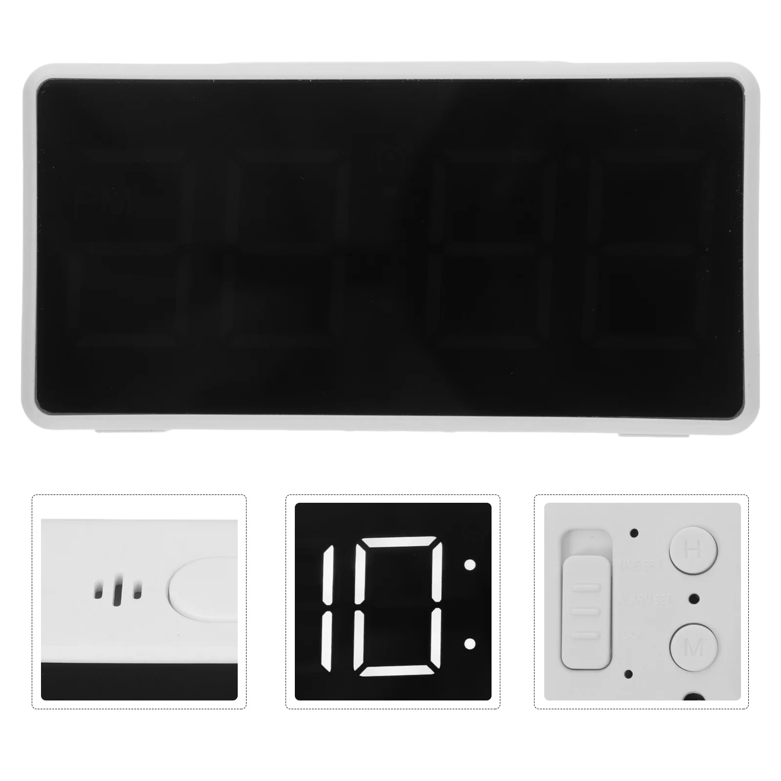 

Led Alarm Clock Digital Mirror Clock With Temperature Wall Mounted Modern Design For Bedroom White No