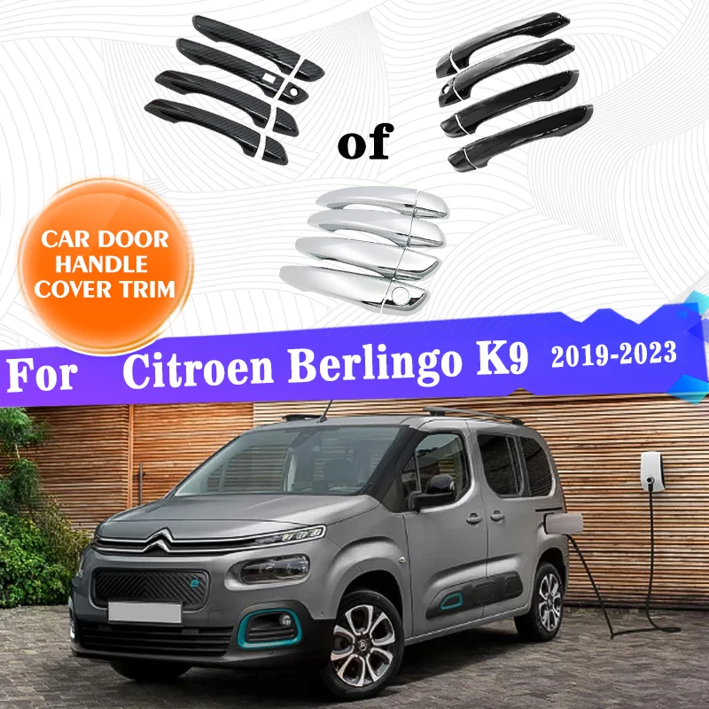 For Citroen Berlingo K9 2019 2020 2021 2022 2023 Gloss Black Carbon Fiber Chrome Protective Styling Accessories Gadget Stickers