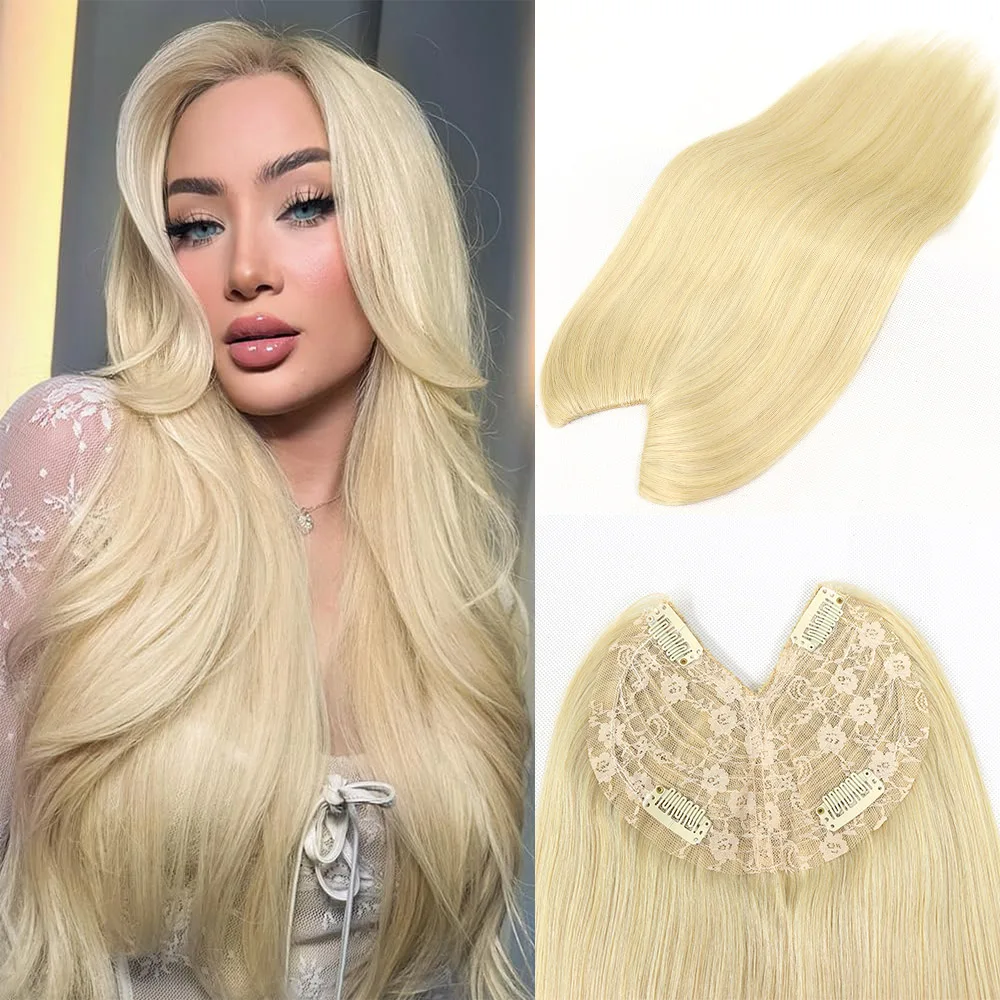 

16Inch V Part Clip In Human Hair Extensions Highlight Blonde Straight V Shape Hairpiece for Women Full Head Remy Brazilian Hair