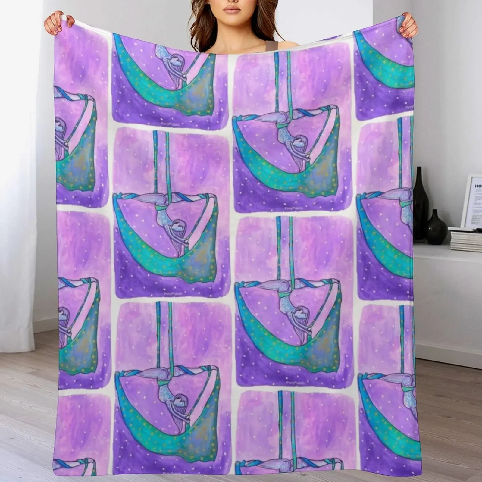Starry Aerial Silks Artist Throw Blanket Soft Solid Color Blanket for Couch Bed
