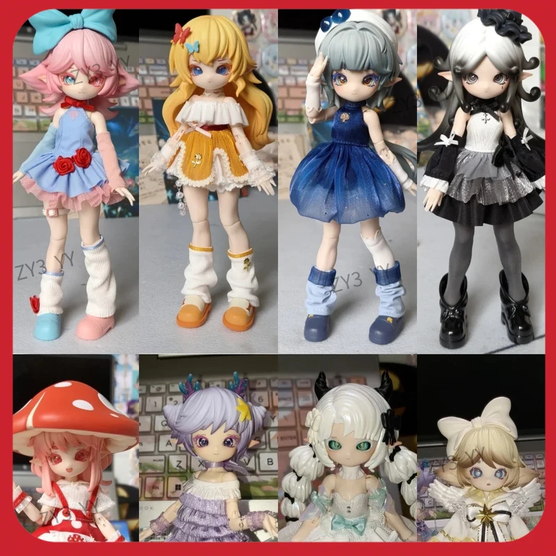 

Genuine 1/12 BJD Doll Mushroom Themed Blind Box Articulated Action Figure Cute Elf With Removable PU Dress Gift For Girls Decor