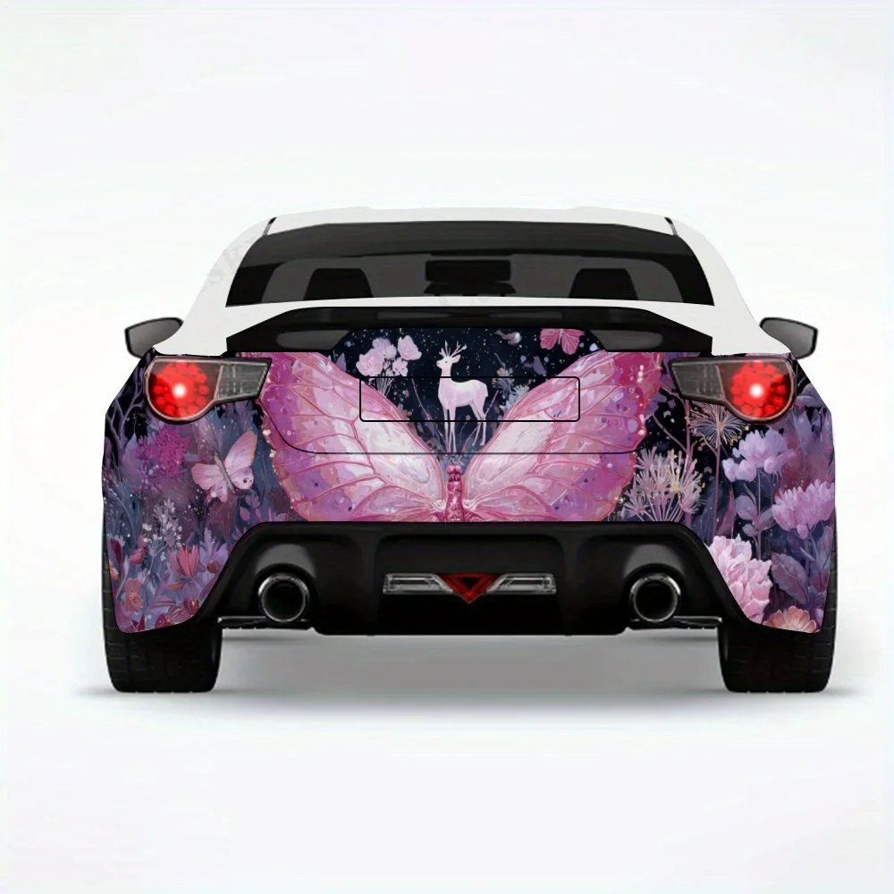 

Романтическая розовая наклейка на автомобиль с цветком бабочки, автомобильные виниловые обертки для украшения и защиты-водостойкие самоклеящиеся
