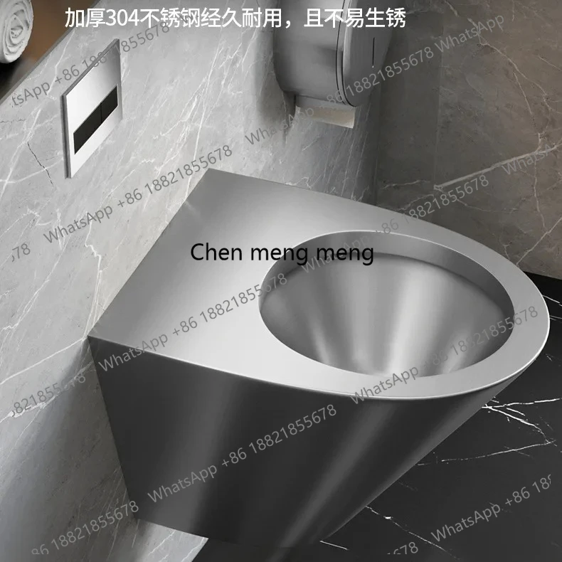 Stainless steel toilet, wall-mounted flush toilet, anti-freezing crack into the wall, hidden water tank, wall row suspended